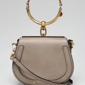 Chloe Motty Grey Leather/Suede Small Nile Bracelet Bag